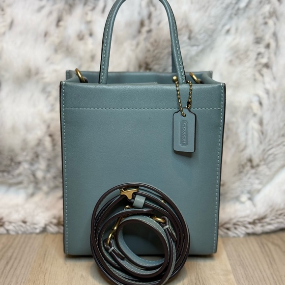 Coach Blue Leather Tote Bag - Picture 2 of 5